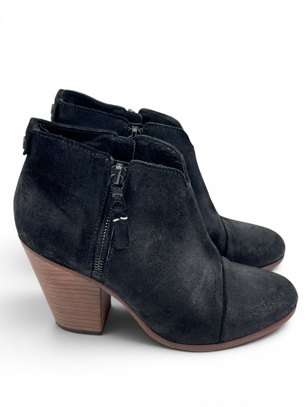 Rag & Bone Margot Boots Women's 36.5  6.5 Black Suede Chunky Block Heel Booties